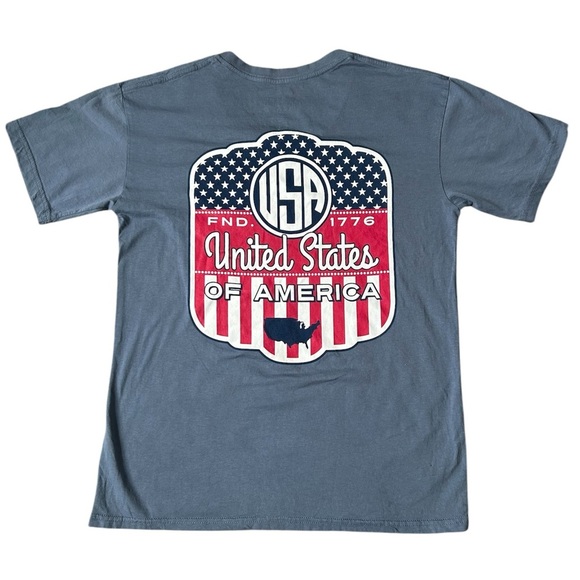 Royce Brand blue/gray v-neck USA t-shirt men’s size small - Picture 3 of 5